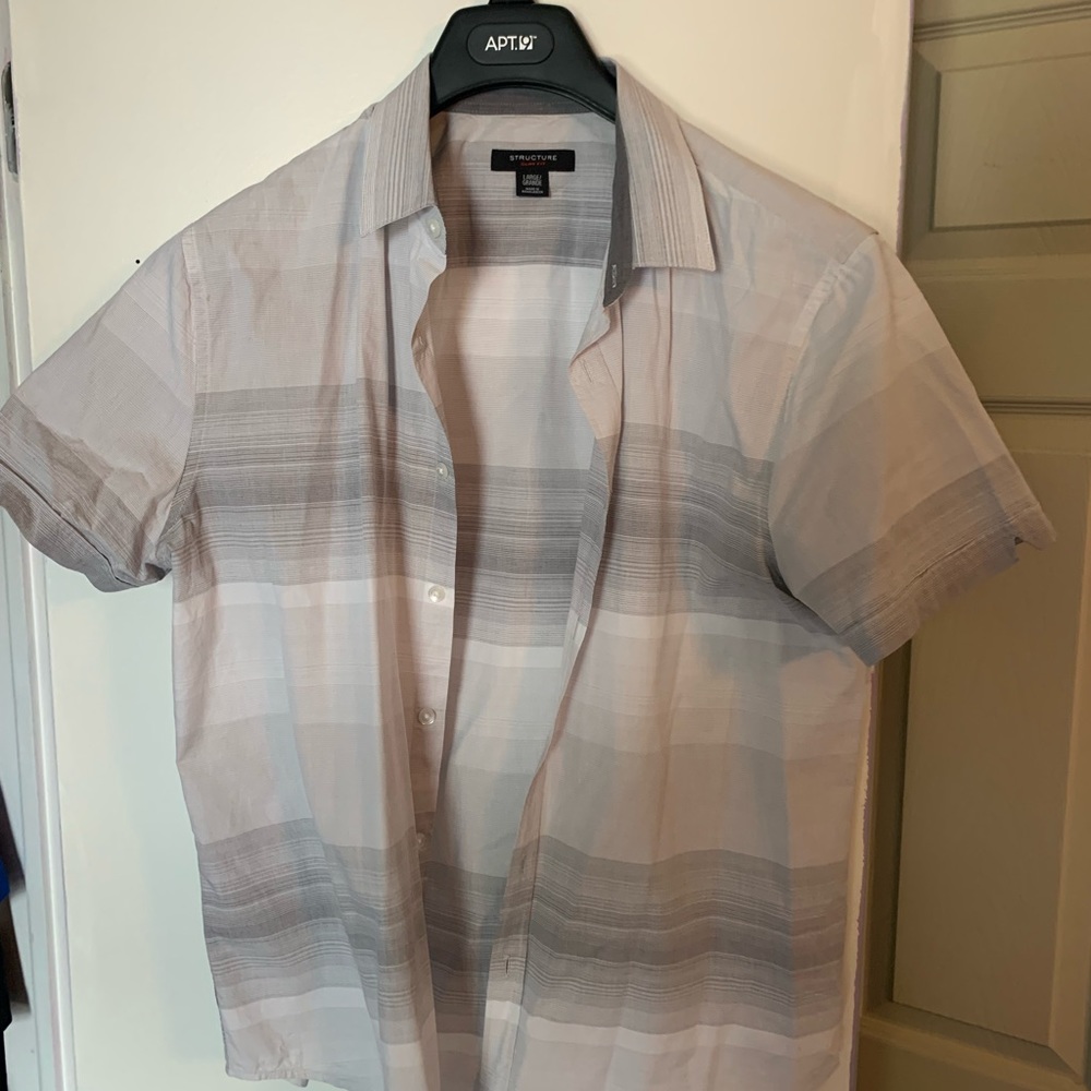 Structure short sleeve button down shirt (grey)